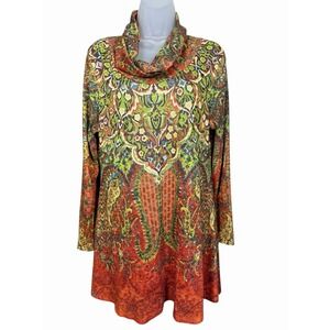 AMMA DESIGN USA Colorful Abstract Print Tunic/Dress Art to Wear Lagenlook Large